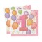 16 Adet 33X33 Santim First Birthday Balloons Pink Kağıt Peçete