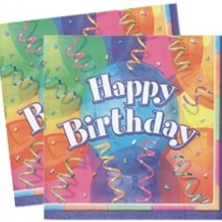 16 Adet 33X33 Santim Brilliant Birthday Lunch Kağıt Peçete