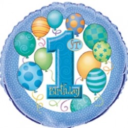 18 inç Mavi First Birthday Folyo Balon