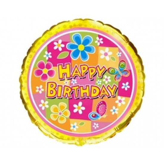 18 inç Rd Birthday Flowers Folyo Balon