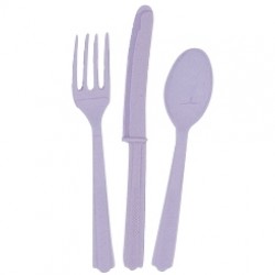 24lü Açık Violet Pastel Çatal - Bıçak - Kaşık Takımı