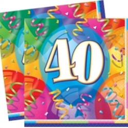 33x33 Cm 40 Yaş Brilliant Birthday 16 Adet Peçete