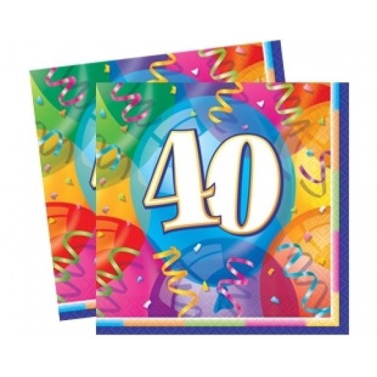 33x33 Cm 40 Yaş Brilliant Birthday 16 Adet Peçete