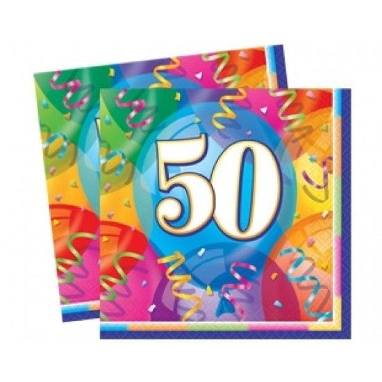 33x33 Cm 50 Yaş Brilliant Birthday 16 Adet Peçete