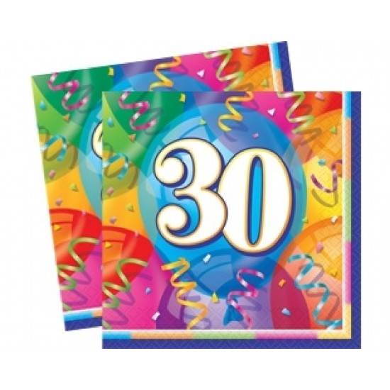 33x33 Cm 30 Yaş Brilliant Birthday 16 Adet Peçete