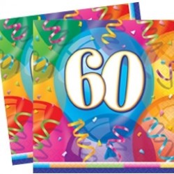 33x33 Cm 60 Yaş Brilliant Birthday 16 Adet Peçete