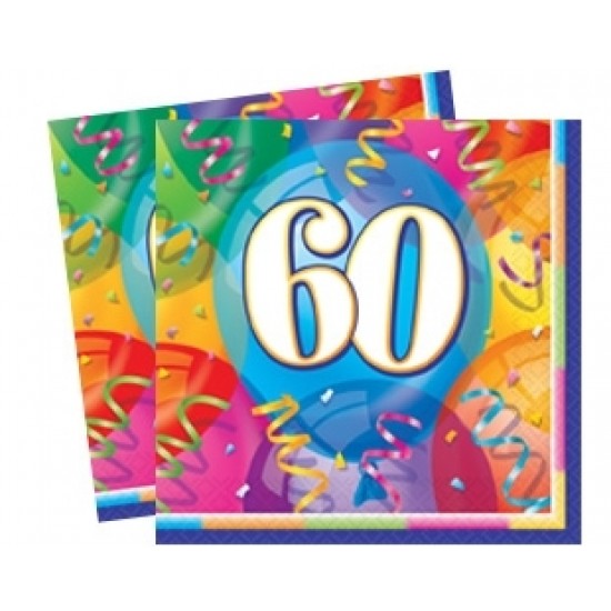 33x33 Cm 60 Yaş Brilliant Birthday 16 Adet Peçete