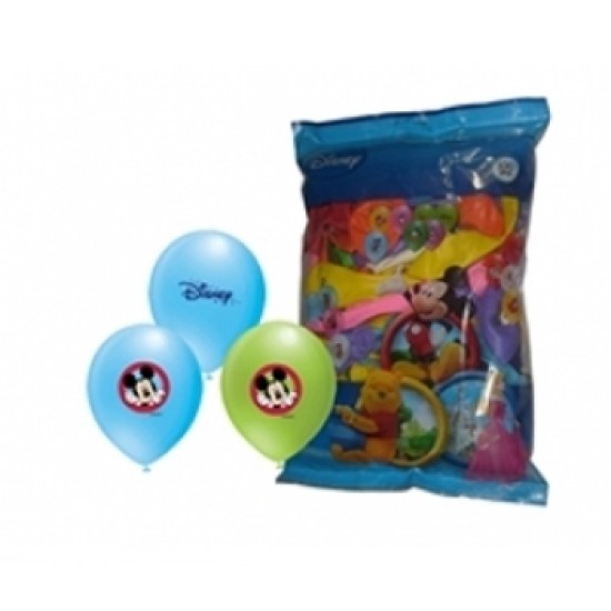 4+1 Mickey Baskılı Karışık Pastel Renk Balon