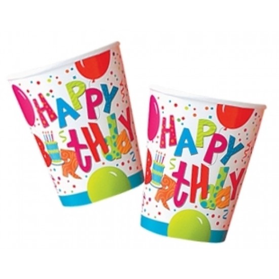 8 Adet 180/200cc Birthday Jamboree Bardak