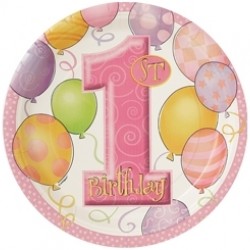 8 Adet 23 Santim First Birthday Balloons Pink Tabak