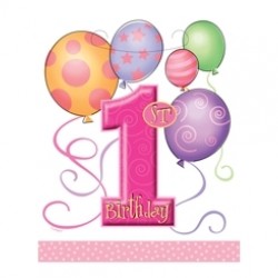 8 Adet First Birthday Balloons Pink Parti Çantası