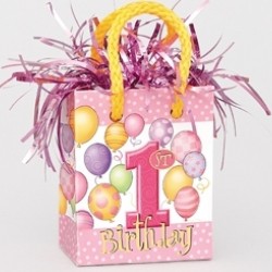 First Birthday Balloons Pink Mini Çanta Balon Ağırlığı
