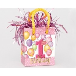 First Birthday Balloons Pink Mini Çanta Balon Ağırlığı