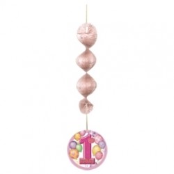 First Birthday Balloons Pink Asmalı İp Süs