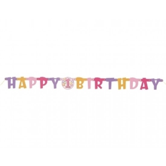 First Birthday Balloons Pink Happy Birthday Set