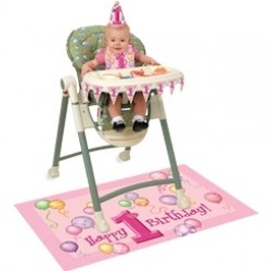 First Birthday Balloons Pink Parti Set