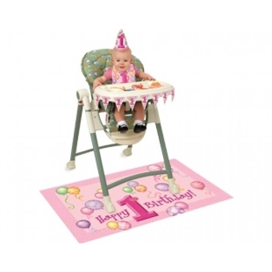 First Birthday Balloons Pink Parti Set