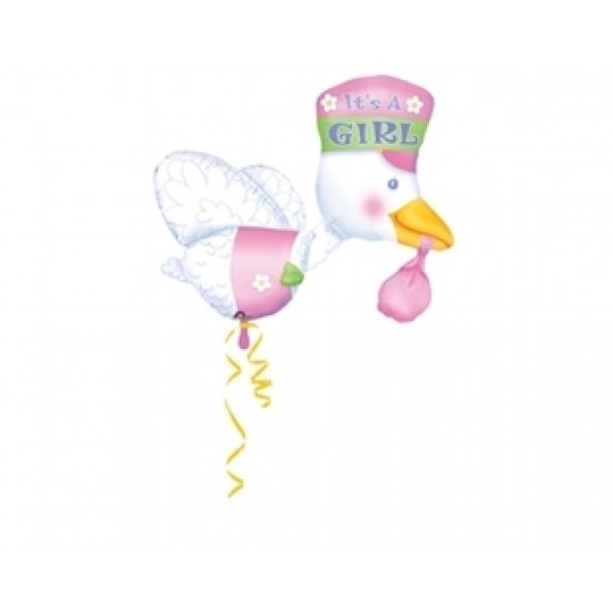 Its a Girl Bundle of Joy Stork Multi Balloon Folyo Balon