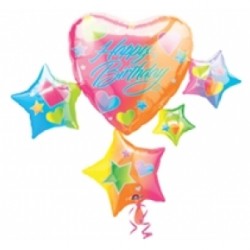 Super Shape Sparkle Hearts Birthday Cluster Folyo Balon